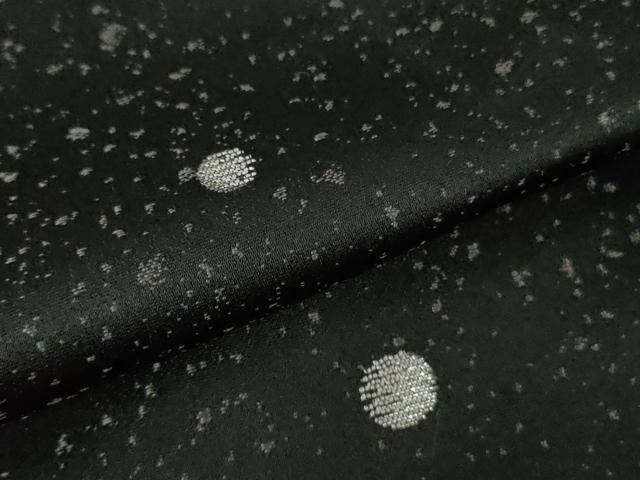 平和屋着物●極上　お召　丸文　黒地　銀糸　逸品　未使用　DZAB4670kh6
