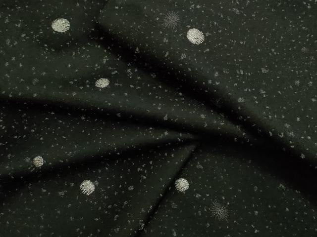 平和屋着物●極上　お召　丸文　黒地　銀糸　逸品　未使用　DZAB4670kh6