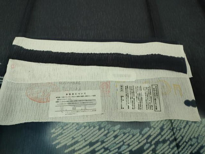 平和屋本店＊極上　夏物　十日町　名門　滝泰謹製　訪問着　ロング丈　絞り　滝　鉄紺色地　暈し染め　反端付き　逸品　DZAB4674kh6