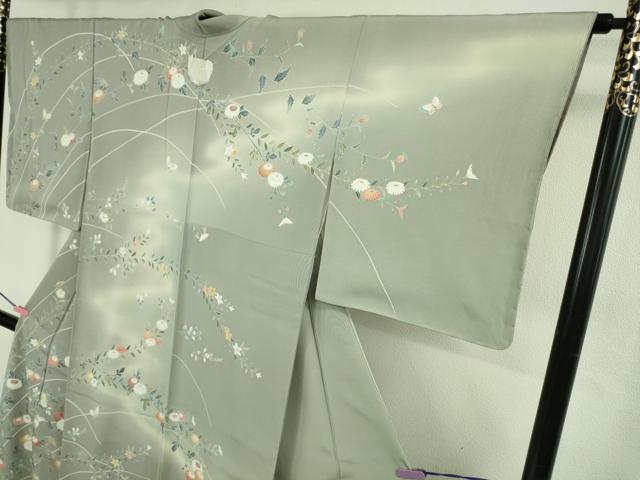 平和屋本店●極上　京友禅の人間国宝　上野為二　訪問着　舞蝶枝菊文　暈し染め　逸品　DZAB4678kh6