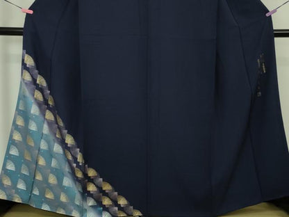 平和屋本店●極上　 金彩友禅　卓越技能者・名工・和田光正　訪問着　松葉　鉄紺色地　暈し染め　金銀彩　逸品　DZAB4681kh6