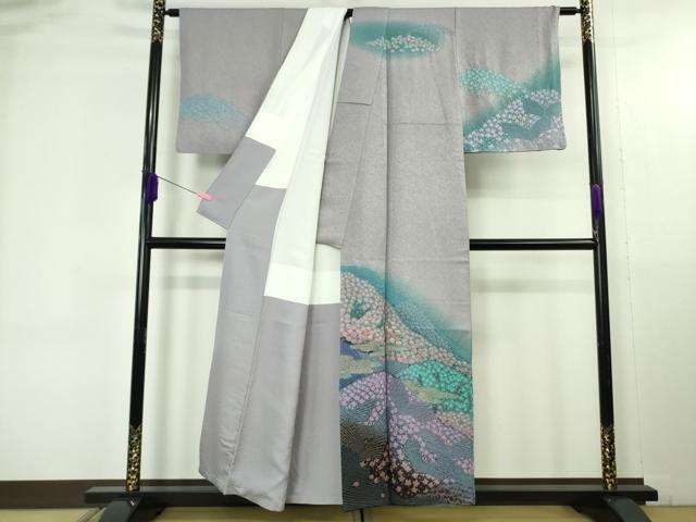 平和屋着物●極上 十日町 名門 滝泰謹製 訪問着・長襦袢セット おぼろ染め 襲絞り 相良刺繍 金糸 金通し地 反端付き 逸品 DZAB4683kh6