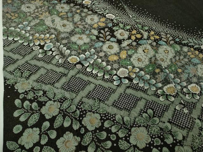 平和屋本店●極上　訪問着　辻が花　黒地　金彩　金通し地　逸品　DZAB4684kh6