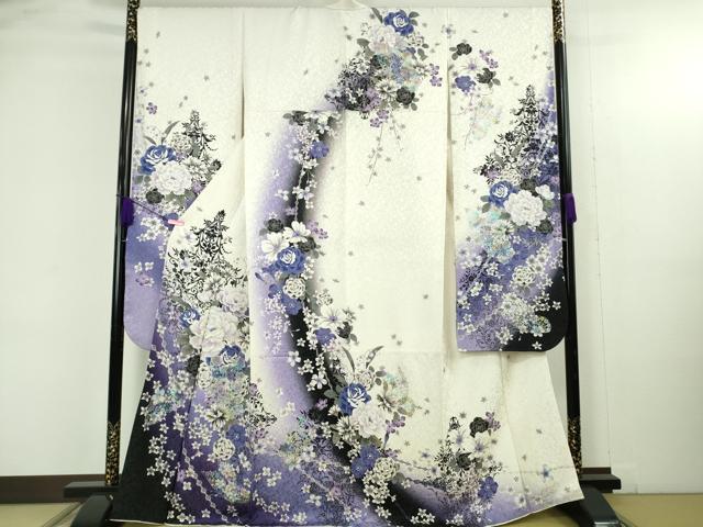 平和屋着物●極上　振袖　舞蝶花文　暈し染め　金銀彩　金通し地　逸品　DZAB4685kh6