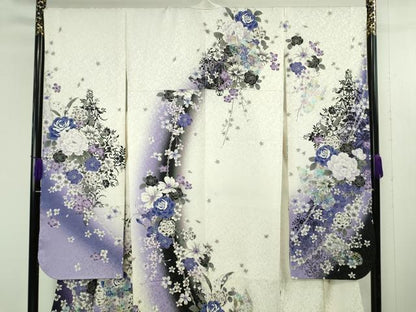 平和屋着物●極上　振袖　舞蝶花文　暈し染め　金銀彩　金通し地　逸品　DZAB4685kh6