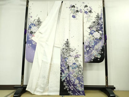 平和屋着物●極上　振袖　舞蝶花文　暈し染め　金銀彩　金通し地　逸品　DZAB4685kh6