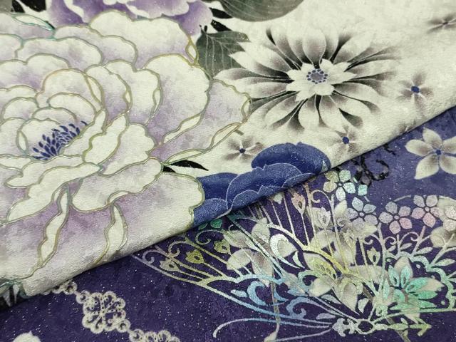 平和屋着物●極上　振袖　舞蝶花文　暈し染め　金銀彩　金通し地　逸品　DZAB4685kh6