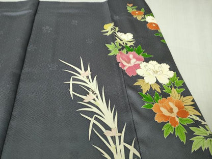平和屋本店●極上　銀座新松　訪問着　菊　梅　牡丹　楓　褐色地　金彩　逸品　DZAB4686kh6