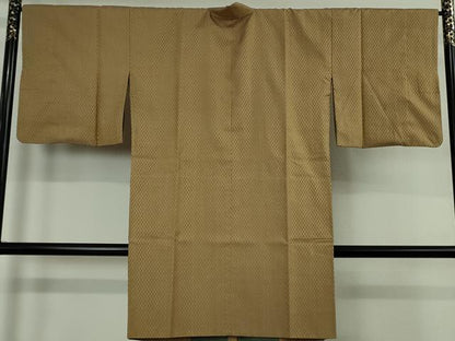 平和屋本店∞極上　山下八百子　本場黄八丈　市松綾織　道中着　ロング丈　単衣　逸品　DZAB4692kh6