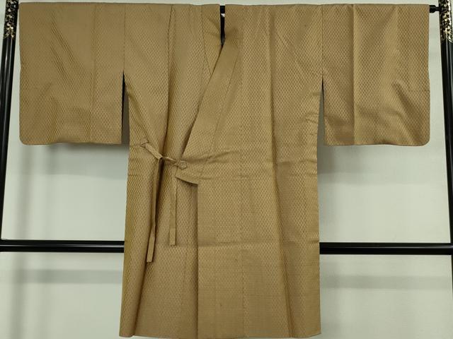 平和屋本店∞極上　山下八百子　本場黄八丈　市松綾織　道中着　ロング丈　単衣　逸品　DZAB4692kh6