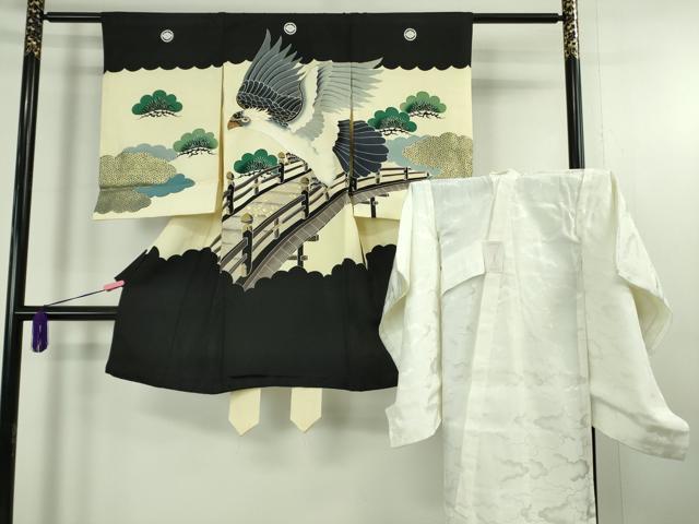 平和屋本店[]極上　お宮参り　男の子　祝着　産着　初着　のしめ　襦袢セット　鷹　金彩　誕生記付き　逸品　DZAB4697kh6