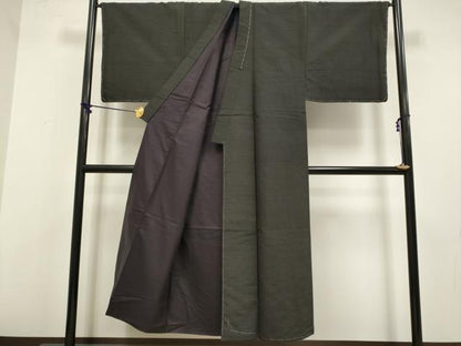平和屋着物●極上　男性　紬　アンサンブル　キングサイズ　羽裏・鷹　濃い檳榔子染色　逸品　未使用　DZAB4703kh6