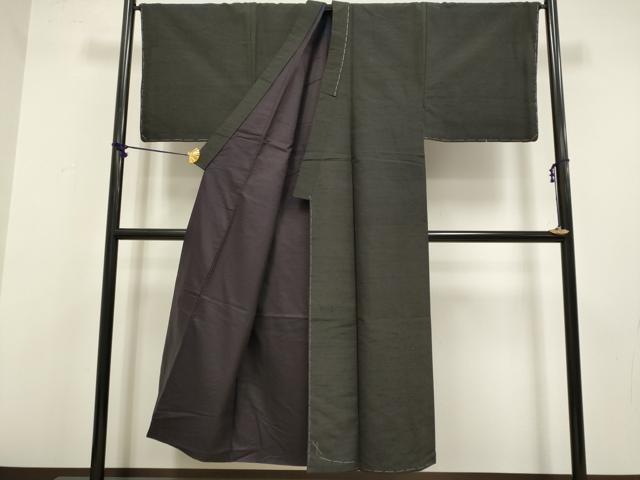 平和屋着物●極上　男性　紬　アンサンブル　キングサイズ　羽裏・鷹　濃い檳榔子染色　逸品　未使用　DZAB4703kh6