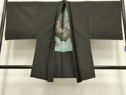 平和屋着物●極上　男性　紬　アンサンブル　キングサイズ　羽裏・鷹　濃い檳榔子染色　逸品　未使用　DZAB4703kh6