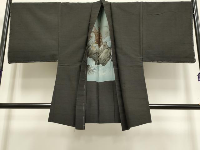 平和屋着物●極上　男性　紬　アンサンブル　キングサイズ　羽裏・鷹　濃い檳榔子染色　逸品　未使用　DZAB4703kh6