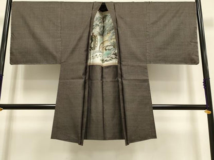 平和屋着物●極上　男性 本場大島紬 アンサンブル 長襦袢(無双仕立て)・長羽織セット 100亀甲 総詰め 証紙付き　逸品　未使用　DZAB4704kh6