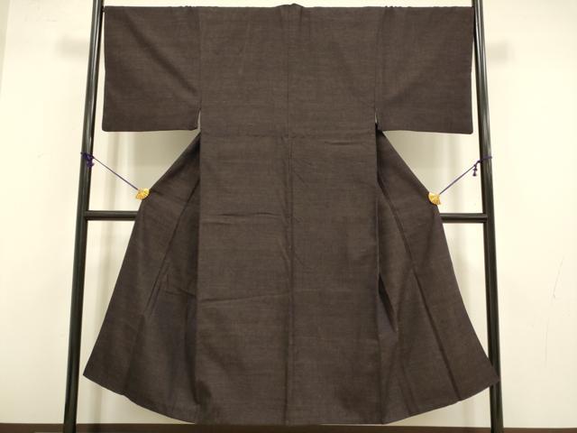 平和屋着物●極上　男性　紬　アンサンブル　色無地　濃い黒鳶色　逸品　DZAB4705kh6
