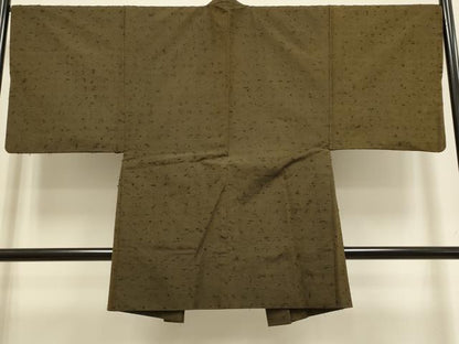 平和屋着物●極上　男性　紬　アンサンブル　長羽織　羽織・髭紬　憲法茶色　逸品　DZAB4710kh6