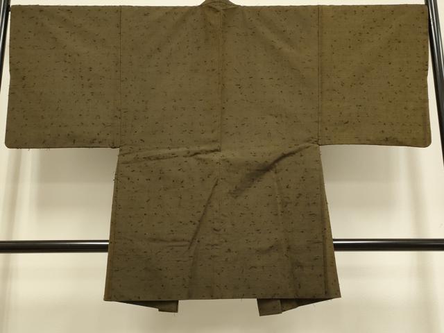 平和屋着物●極上　男性　紬　アンサンブル　長羽織　羽織・髭紬　憲法茶色　逸品　DZAB4710kh6