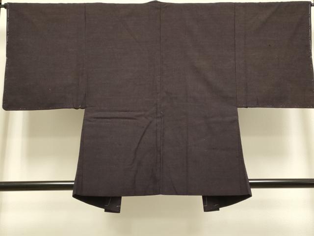 平和屋着物●極上　男性　本場結城紬　重要無形文化財　アンサンブル　色無地　濃い似せ紫色　証紙付き　逸品　DZAB4711kh6