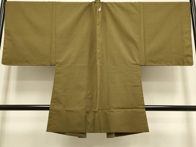 平和屋着物●極上　男性　色無地　アンサンブル　キングサイズ　紋付き長羽織　お召地　濃い路考茶色　逸品　未使用　DZAB4716kh6