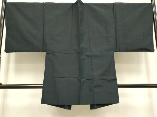 平和屋着物●極上　男性　紬　アンサンブル　長羽織　色無地　濃い藍鉄色　逸品　DZAB4717kh6