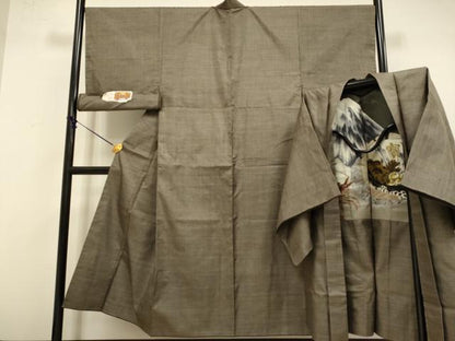 平和屋着物●極上　男性　本場大島紬 アンサンブル 長羽織　一元絣　平武則作　羽裏:伊勢海老・宝船　証紙付き　逸品　未使用　DZAB4721kh6