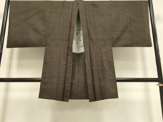 平和屋本店●希少　男性　本場結城紬　重要無形文化財　アンサンブル　長羽織　160亀甲　総詰め　羽裏・猪　証紙付き　逸品　DZAB4723kh6