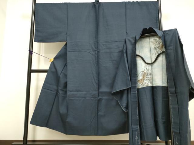 平和屋着物●極上　男性　お召　アンサンブル　キングサイズ　長羽織　羽裏・虎　逸品　DZAB4734kh6