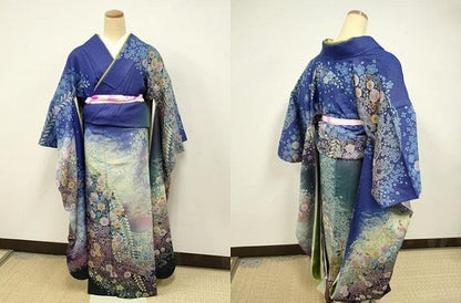 平和屋本店●極上　吉乃一廉　幻の辻が花　振袖・長襦袢(袷)セット　暈し染め　金彩　銀通し地　逸品　DZAB4737kh6
