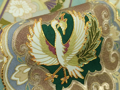 平和屋本店●極上　訪問着　駒刺繍　鳳凰舞鳥更紗花文　黒地　金彩　逸品　DZAB4739kh6