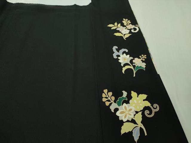 平和屋本店●極上　訪問着　駒刺繍　鳳凰舞鳥更紗花文　黒地　金彩　逸品　DZAB4739kh6