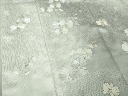 平和屋本店●極上　訪問着　総刺繍　胡蝶蘭　暈し染め　金銀糸　ロング丈　逸品　DZAB4740kh6