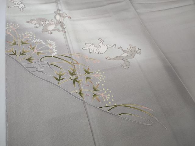平和屋着物●極上　本加賀友禅作家　松井眞夫　色留袖　鳥獣戯画　薄梅鼠色地　逸品　未使用　DZAB4742kh6