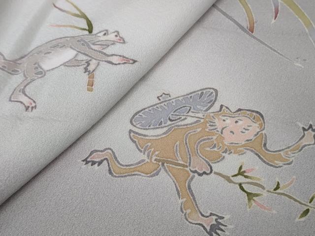 平和屋着物●極上　本加賀友禅作家　松井眞夫　色留袖　鳥獣戯画　薄梅鼠色地　逸品　未使用　DZAB4742kh6