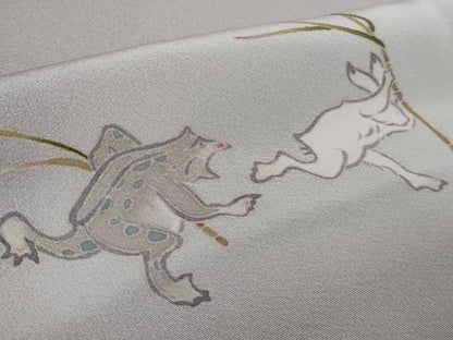 平和屋着物●極上　本加賀友禅作家　松井眞夫　色留袖　鳥獣戯画　薄梅鼠色地　逸品　未使用　DZAB4742kh6