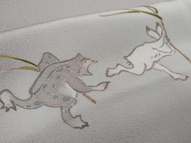 平和屋着物●極上　本加賀友禅作家　松井眞夫　色留袖　鳥獣戯画　薄梅鼠色地　逸品　未使用　DZAB4742kh6