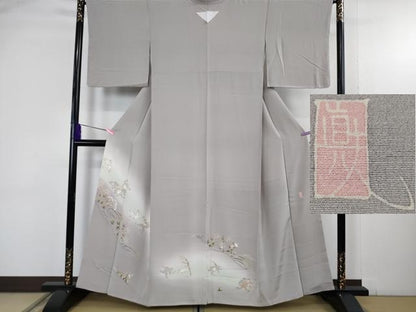 平和屋着物●極上　本加賀友禅作家　松井眞夫　色留袖　鳥獣戯画　薄梅鼠色地　逸品　未使用　DZAB4742kh6