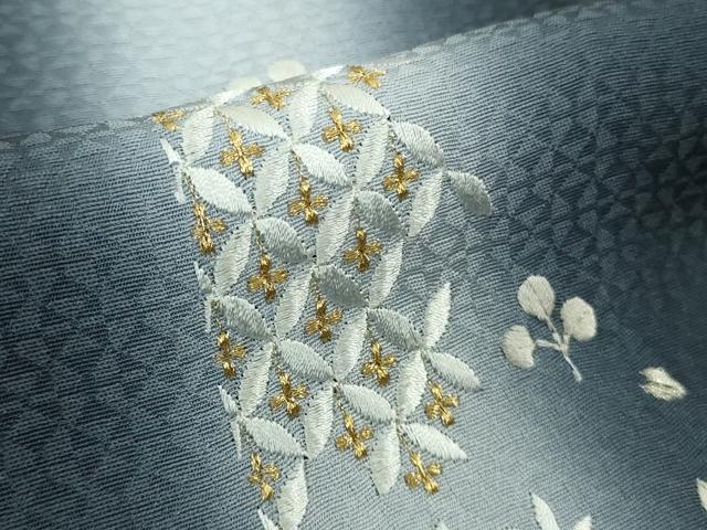 平和屋着物●極上　訪問着　背抜き仕立て　総刺繍　吉祥笹花文　暈し染め　金銀糸　逸品　DZAB4746kh6