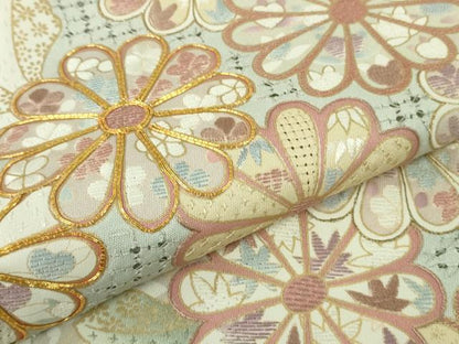 平和屋本店●極上　中国三大刺繍 スワトウ刺繍 訪問着 駒刺繍　作家物　道長花文　スモークブルー色地　暈し染め　金糸　逸品　DZAB4748kh6