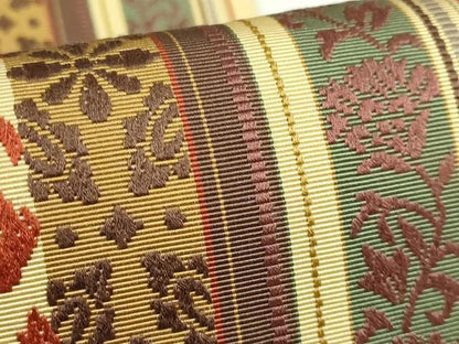 平和屋着物●極上　本場筑前博多織　草木染　手織工房　染匠：小森久　八寸名古屋帯　唐草花間道　逸品　DZAB4767kh6