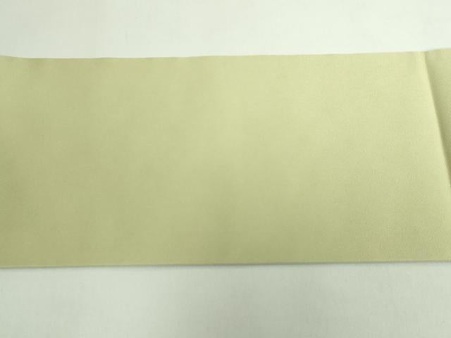 平和屋着物●極上　塩瀬　九寸名古屋帯　刺繍　花丸文　薄い抹茶色地　金彩　逸品　DZAB4768kh6