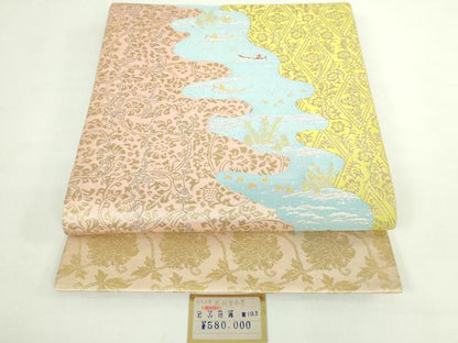 平和屋着物●極上　龍村晋謹製　六通柄袋帯　石山切錦　金糸　上代58万　紙タグ付き　逸品　DZAB4771kh6