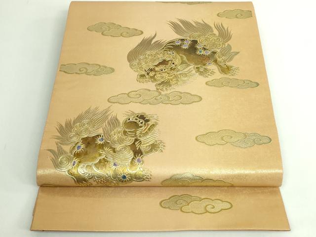 平和屋着物●極上　太鼓柄袋帯　螺鈿　唐獅子　金彩　逸品　DZAB4777kh6