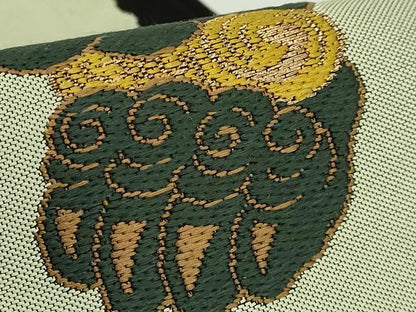 平和屋着物●極上　西陣　鷹匠謹製　太鼓柄袋帯　唐獅子　黒地　金糸　逸品　DZAB4778kh6