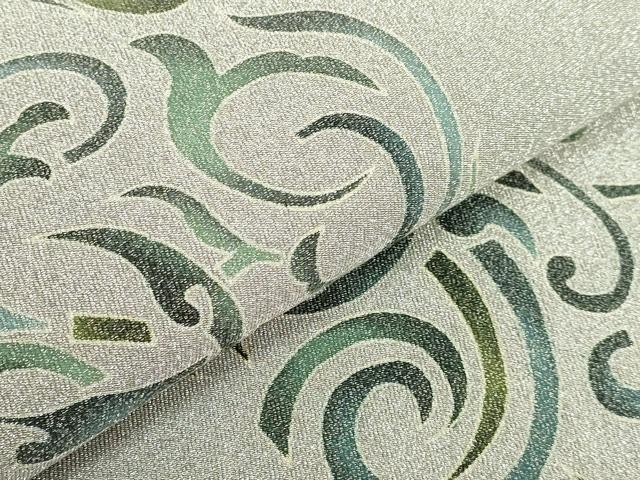 平和屋着物●極上　綴れ　太鼓柄袋帯　作家物　唐草文　銀糸　逸品　DZAB4780kh6