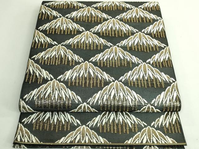 平和屋着物＊極上 夏物 西陣 河合美術織物謹製 六通柄袋帯 唐織 笹竹 黒地 金糸 逸品 DZAB4783kh6