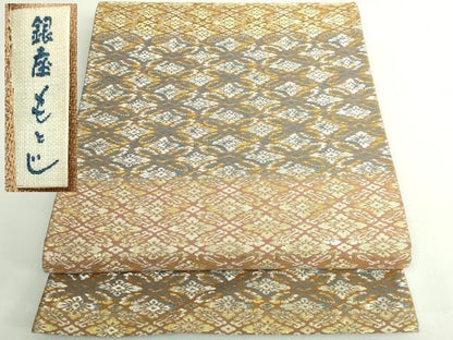 平和屋着物●極上　銀座もとじ　六通柄袋帯　唐織　花菱文　金銀糸　逸品　DZAB4784kh6