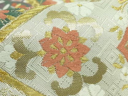 平和屋着物●極上　織匠十一代目 篠屋宗兵衛 謹製　綴れ唐織　六通柄袋帯　唐織　正倉院花唐草　金銀糸　証紙・反端付　逸品　DZAB4789kh6