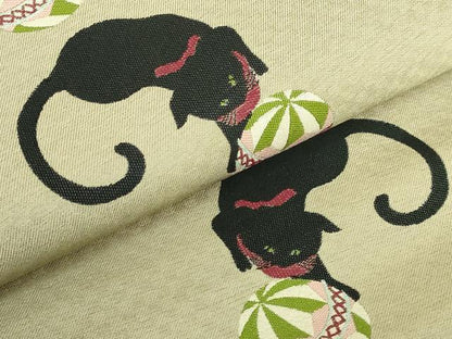 平和屋着物●極上　つけ帯　黒猫　毬　足跡　逸品　DZAB4800kh6